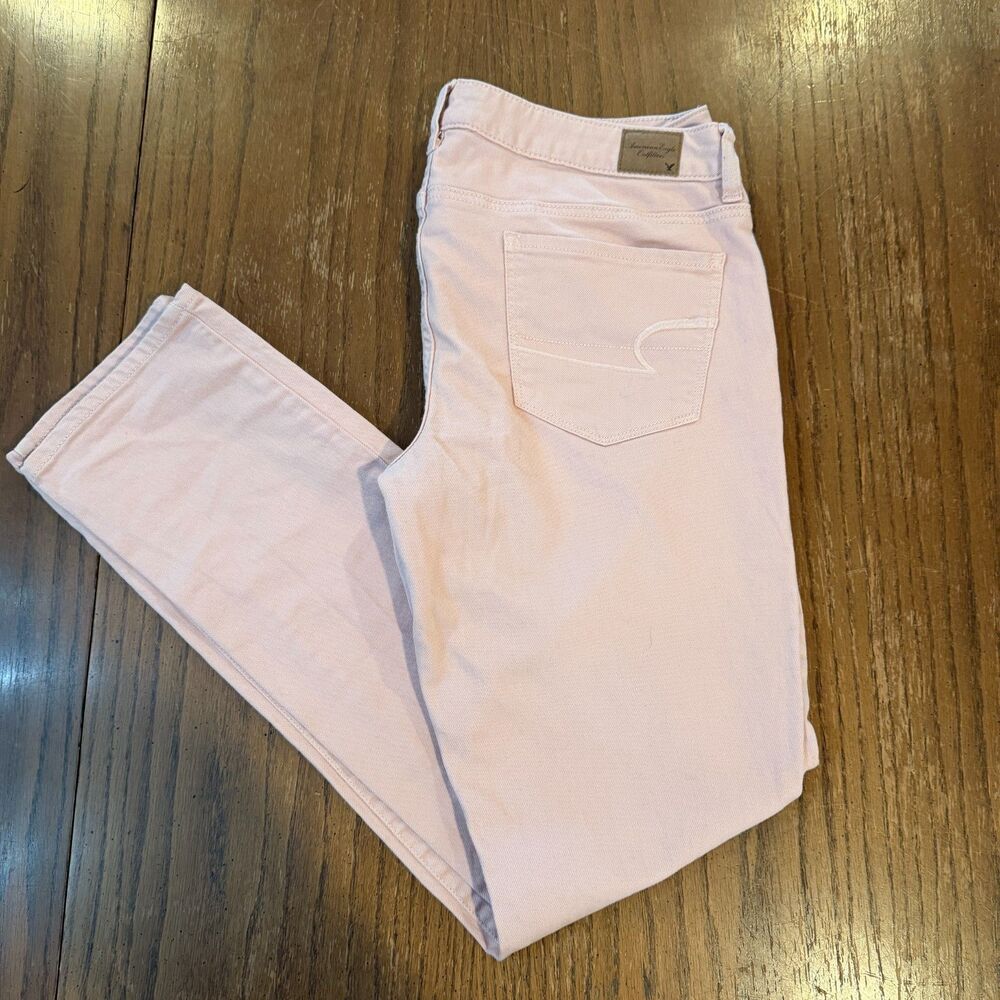 American Eagle Pink Skinny Jeans Womens 12 Stretch Pastel Preppy Coastal Y2K